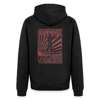 Coffee Zombie. Do not Aproach. - Unisex Premium Organic Zip Hoodie - black - Back - Nico (187cm)