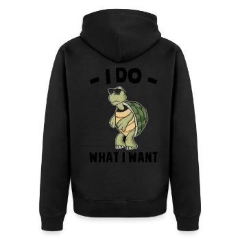 Tortoises - Unisex Premium Organic Zip Hoodie - black - Back - Nico (187cm)