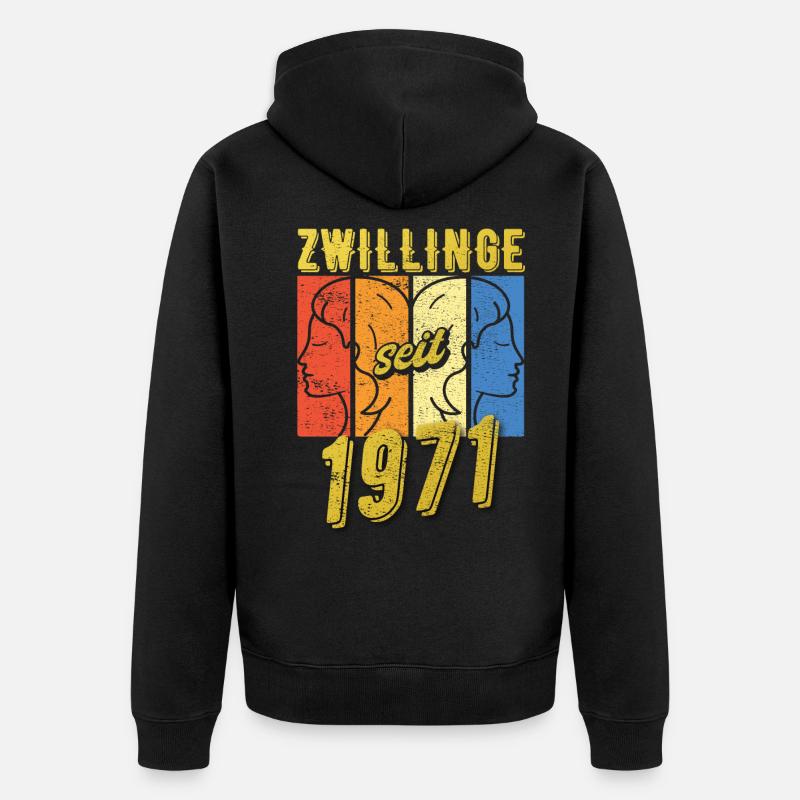 Zwillinge Sternzeichen 1971 Geschenk - Unisex Premium Bio Zip Hoodie - Schwarz