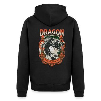 Dragon Fantasy Magic Mysticism Creature Animal Vintage - Unisex Premium Organic Zip Hoodie - black - Back - Nico (187cm)