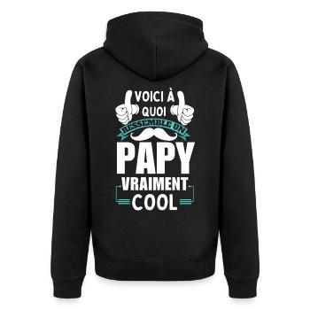 Wirklich cooles Opa T-Shirt - Unisex Premium Bio Zip Hoodie - Schwarz - Hinten - Nico (187cm)