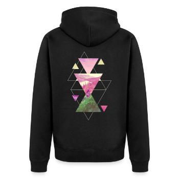 Nature Wilderness Mountains Forest Trees Adventure Art - Unisex Premium Organic Zip Hoodie - black - Back - Nico (187cm)