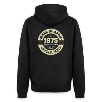 Anniversaire avril 1975 - Cadeau d’anniversaire 50 - Veste à capuche bio Premium Unisexe - noir - Dos - Nico (187cm)