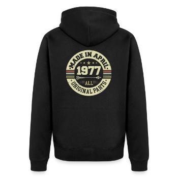 Birthday april 1977 - 48th birthday gift - Unisex Premium Organic Zip Hoodie - black - Back - Nico (187cm)