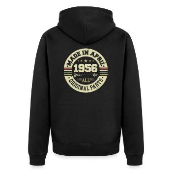 Anniversaire avril 1956 - Cadeau pour ses 69 ans - Veste à capuche bio Premium Unisexe - noir - Dos - Nico (187cm)