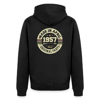 Anniversaire avril 1957 - Cadeau d’anniversaire 68 - Veste à capuche bio Premium Unisexe - noir - Dos - Nico (187cm)