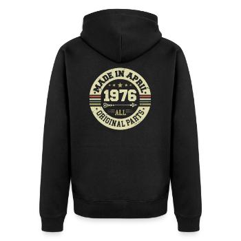 Anniversaire avril 1976 - Cadeau d’anniversaire 49 - Veste à capuche bio Premium Unisexe - noir - Dos - Nico (187cm)