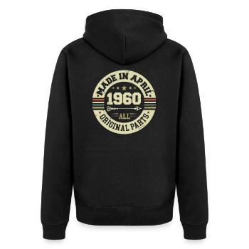 Anniversaire avril 1960 - Cadeau d’anniversaire 65 - Veste à capuche bio Premium Unisexe - noir - Dos - Nico (187cm)