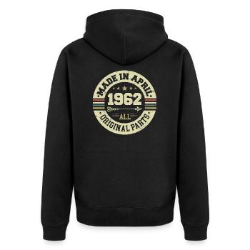 Birthday april 1962 - Gift for his 63rd birthday - Unisex Premium Organic Zip Hoodie - black - Back - Nico (187cm)