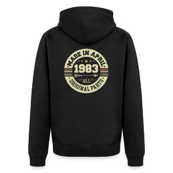 Birthday april 1983 - 42nd birthday gift - Unisex Premium Organic Zip Hoodie - black - Back - Nico (187cm)