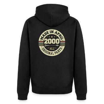 Birthday april 2000 - 25th birthday gift - Unisex Premium Organic Zip Hoodie - black - Back - Nico (187cm)