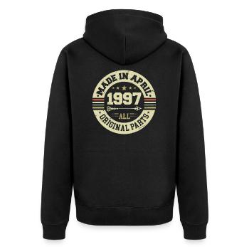Birthday april 1997 - 28th birthday gift - Unisex Premium Organic Zip Hoodie - black - Back - Nico (187cm)