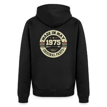 Mai 1975 Anniversaire Mai 1975 Anniversaire Mai 1975 - Veste à capuche bio Premium Unisexe - noir - Dos - Nico (187cm)