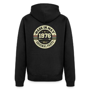 May 1976 Anniversary May 1976 Birthday May 1976 - Unisex Premium Organic Zip Hoodie - black - Back - Nico (187cm)