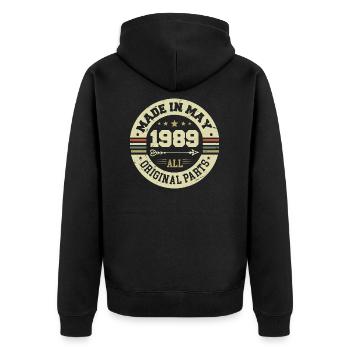 Mai 1989 Jahrestag Mai 1989 Geburtstag May 1989 - Unisex Premium Bio Zip Hoodie - Schwarz - Hinten - Nico (187cm)