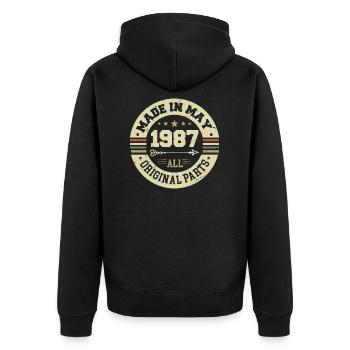Mai 1987 Jahrestag Mai 1987 Geburtstag May 1987 - Unisex Premium Bio Zip Hoodie - Schwarz - Hinten - Nico (187cm)