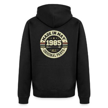 Mai 1985 Jahrestag Mai 1985 Geburtstag May 1985 - Unisex Premium Bio Zip Hoodie - Schwarz - Hinten - Nico (187cm)