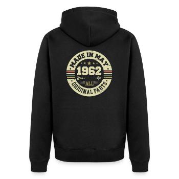 Mai 1962 Jahrestag Mai 1962 Geburtstag May 1962 - Unisex Premium Bio Zip Hoodie - Schwarz - Hinten - Nico (187cm)