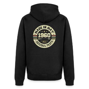 Mai 1960 Anniversaire Mai 1960 Anniversaire Mai 1960 - Veste à capuche bio Premium Unisexe - noir - Dos - Nico (187cm)
