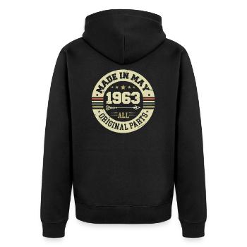 Mai 1963 Jahrestag Mai 1963 Geburtstag May 1963 - Unisex Premium Bio Zip Hoodie - Schwarz - Hinten - Nico (187cm)