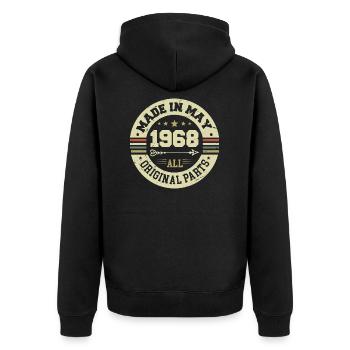 Mai 1968 Jahrestag Mai 1968 Geburtstag May 1968 - Unisex Premium Bio Zip Hoodie - Schwarz - Hinten - Nico (187cm)