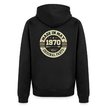 Mai 1970 Jahrestag Mai 1970 Geburtstag May 1970 - Unisex Premium Bio Zip Hoodie - Schwarz - Hinten - Nico (187cm)