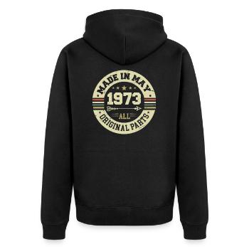 Mai 1973 Jahrestag Mai 1973 Geburtstag May 1973 - Unisex Premium Bio Zip Hoodie - Schwarz - Hinten - Nico (187cm)