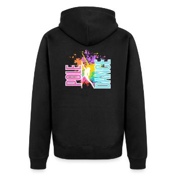 Pole Dance Splash Neon Farben - Unisex Premium Bio Zip Hoodie - Schwarz - Hinten - Nico (187cm)