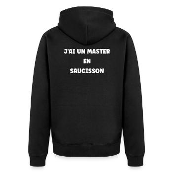 J'ai un master en saucisson - Veste à capuche bio Premium Unisexe - noir - Dos - Nico (187cm)