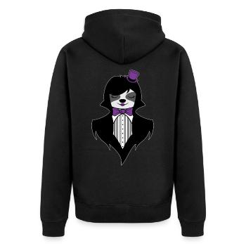 GOTHIC FAULTIER GRUFTI GOTH SLOTH GOTHIC ÄSTHETIK - Unisex Premium Bio Zip Hoodie - Schwarz - Hinten - Nico (187cm)
