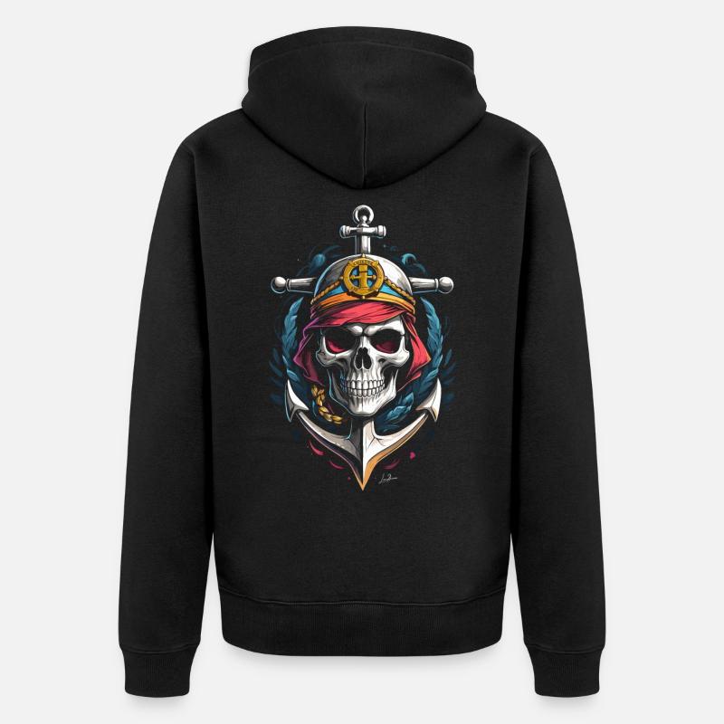 Crâne ancre marine - Veste à capuche bio Premium Unisexe - noir