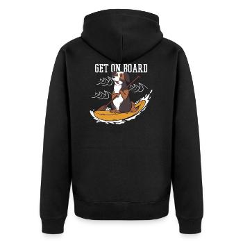 Stand up paddling dog sur planche de surf SUP - Veste à capuche bio Premium Unisexe - noir - Dos - Nico (187cm)
