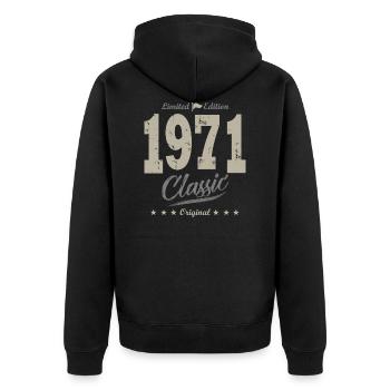 anniversaire 52 ans 1971 année de naissance - Veste à capuche bio Premium Unisexe - noir - Dos - Nico (187cm)