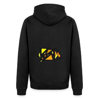 Gelbes Eck - Unisex Premium Bio Zip Hoodie - Schwarz - Hinten - Nico (187cm)