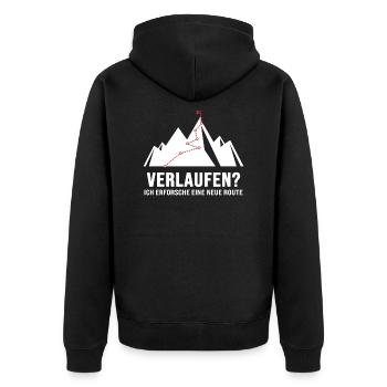 Bergwandern Gratwanderung Weglos Alpin Bergweg - Unisex Premium Bio Zip Hoodie - Schwarz - Hinten - Nico (187cm)