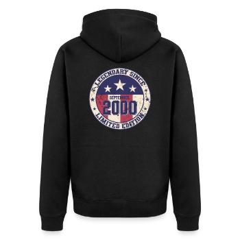 24. Geburtstag Vintage September 2000 Jahrgang - Unisex Premium Bio Zip Hoodie - Schwarz - Hinten - Nico (187cm)