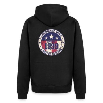 25ème Anniversaire Millésime Septembre 1999 Cru 99 - Veste à capuche bio Premium Unisexe - noir - Dos - Nico (187cm)