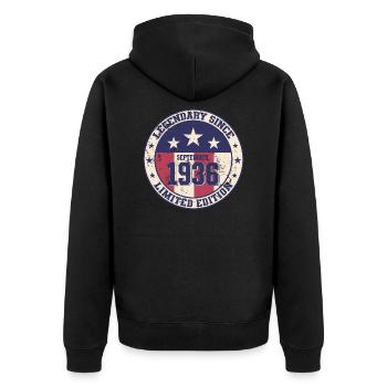 88ème Anniversaire Millésime Septembre 1936 Millésime 36 - Veste à capuche bio Premium Unisexe - noir - Dos - Nico (187cm)