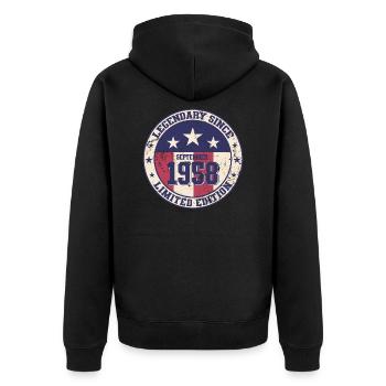 66ème Anniversaire Millésime Septembre 1958 Cru 58 - Veste à capuche bio Premium Unisexe - noir - Dos - Nico (187cm)