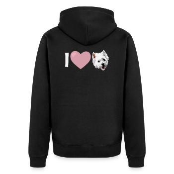 Ich liebe Westie West Highland Terrier Dog - Unisex Premium Bio Zip Hoodie - Schwarz - Hinten - Nico (187cm)