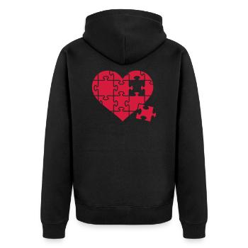 Puzzle - Unisex Premium Organic Zip Hoodie - black - Back - Nico (187cm)