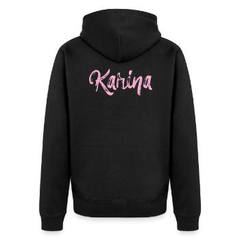 karina,nom,cursif,rose,police - Veste à capuche bio Premium Unisexe - noir - Dos - Nico (187cm)