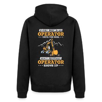 Operator Excavator Heavy Equipment - Unisex Premium Organic Zip Hoodie - black - Back - Nico (187cm)