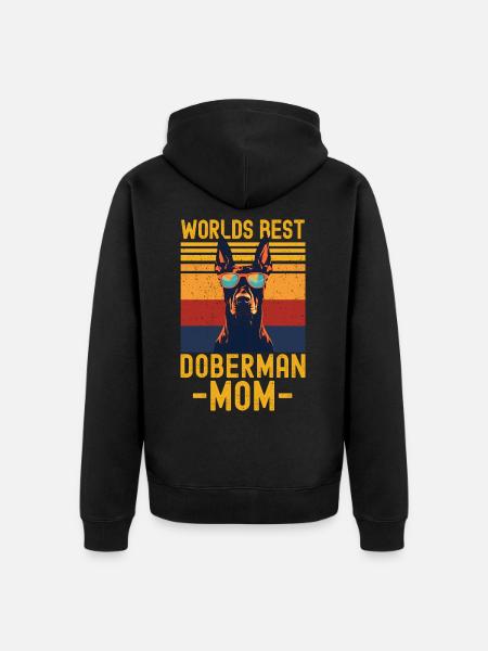 Doberman with sunglasses retro - Unisex Premium Organic Zip Hoodie - black