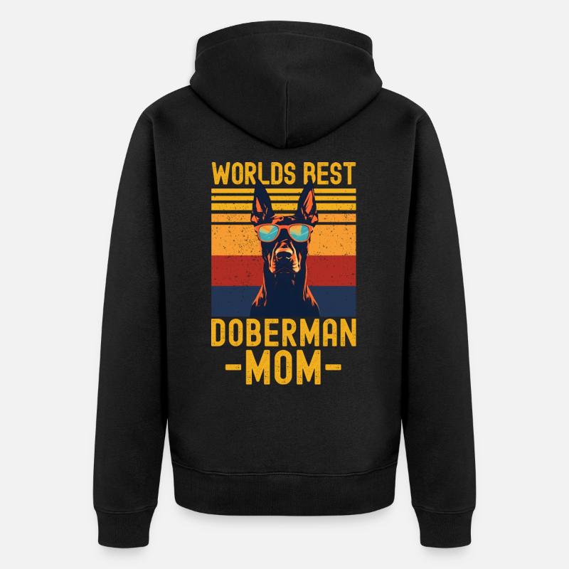 Dobermann mit sonnenbrille retro - Unisex Premium Bio Zip Hoodie - Schwarz