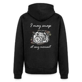 I May Snap at Any Moment Photographer - Unisex Premium Bio Zip Hoodie - Schwarz - Hinten - Nico (187cm)