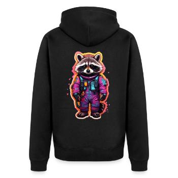 Waschbär - Unisex Premium Bio Zip Hoodie - Schwarz - Hinten - Nico (187cm)