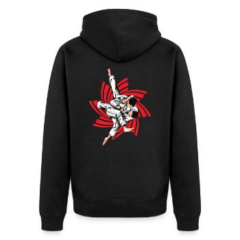 prise de judo rouge - Veste à capuche bio Premium Unisexe - noir - Dos - Nico (187cm)