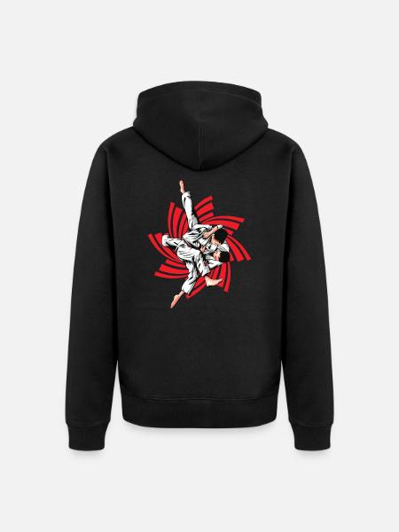 Red Judo Hold - Unisex Premium Organic Zip Hoodie - black