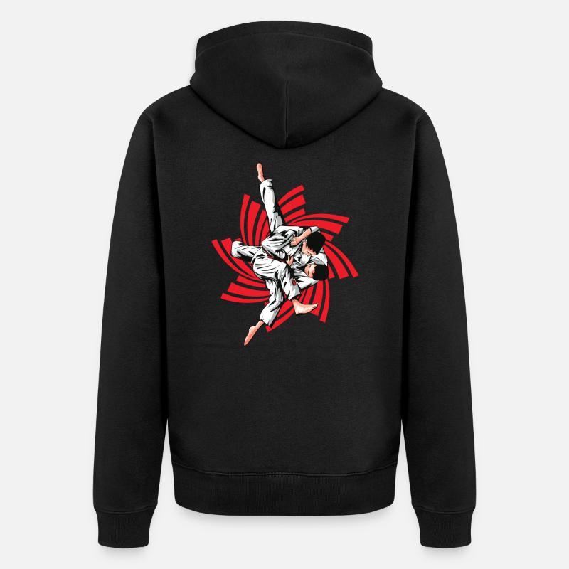 prise de judo rouge - Veste à capuche bio Premium Unisexe - noir